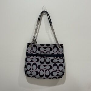 Coach Black and Gray Signature Shoulder Bag